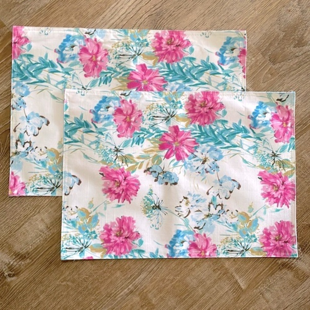Laura Ashley Floral Reversible Placemats 17”x13”